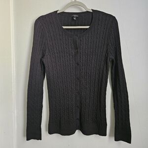 Womens Black Cardigan Sweater Size Large Classic